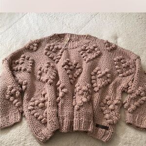 Hand Made Chunky Knit Pink Sweater